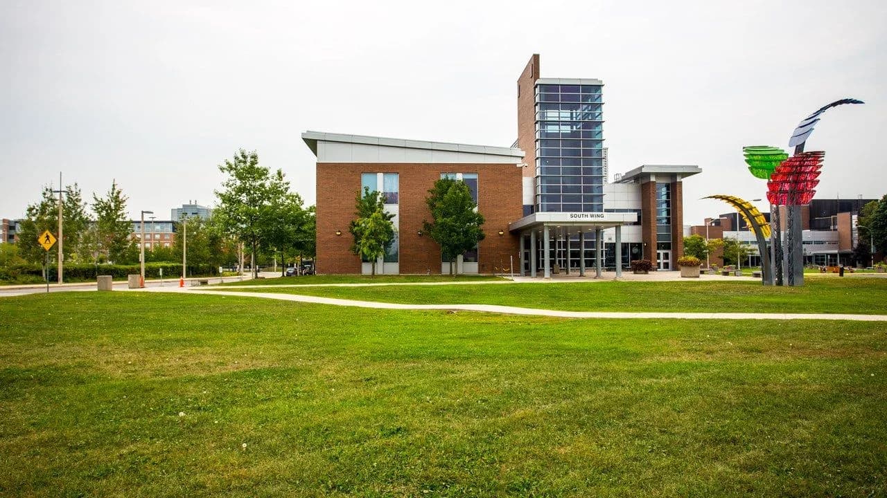 Durham College South Wing building and campus grounds in Oshawa, Ontario