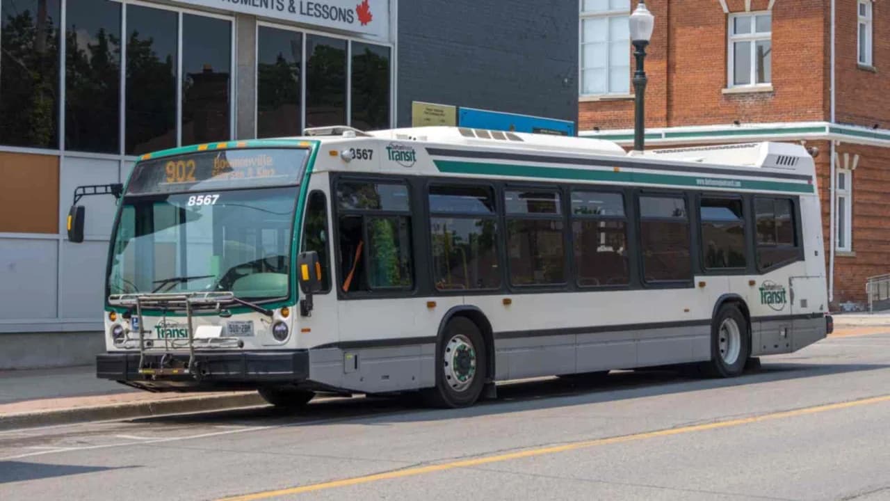 Durham Region Transit bus number 8567 on route 902 in Bowmanville