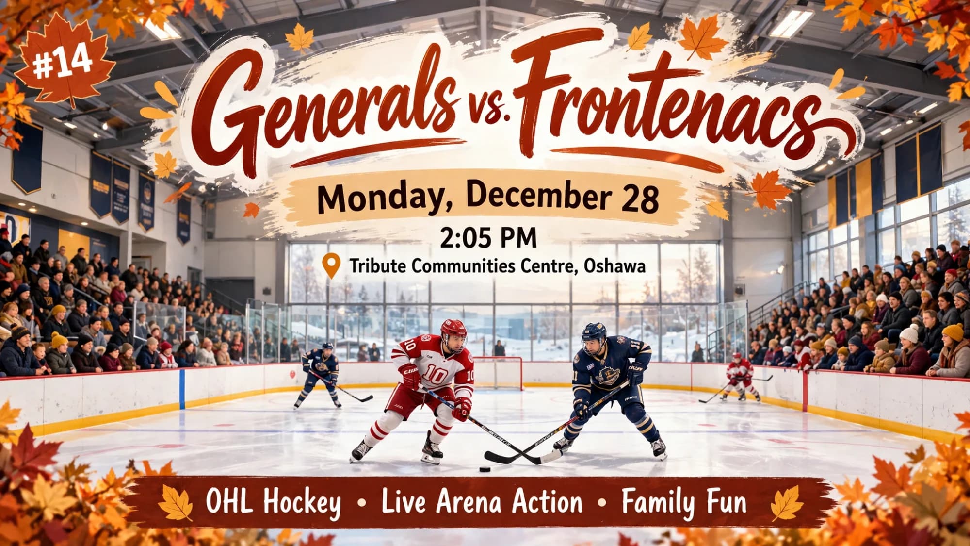 Generals vs. Frontenacs hockey game poster: a holiday-week afternoon game