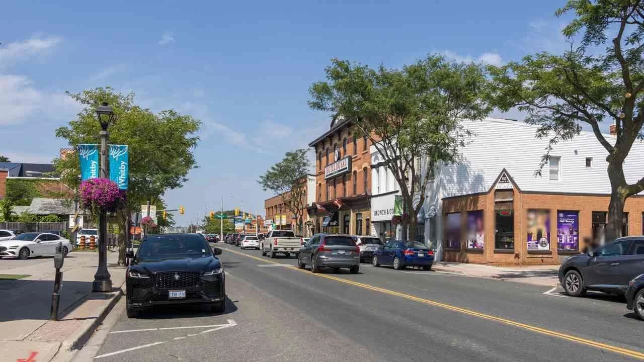 Downtown Whitby street with shops during daytime