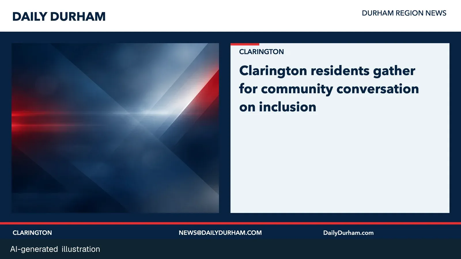 AI-generated neutral abstract navy-and-red graphic for a Clarington inclusion article; no people or event depicted.